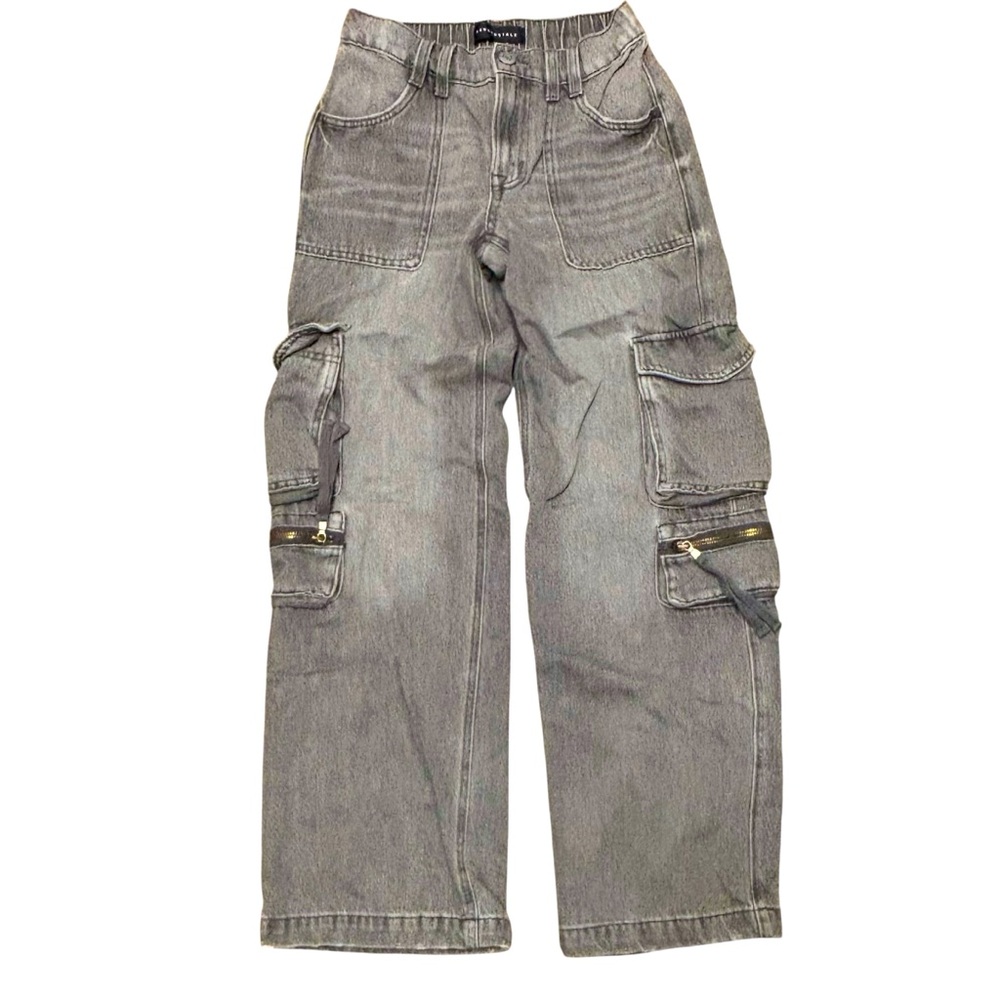 Aeropostale Gray Mid-Rise Wide Leg Cargo Jean Size XSmall/Regular
